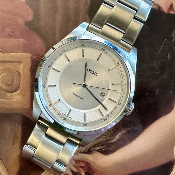 Fossil Mathis Three-Hand Date Stainless Steel Watch - Picture 2 of 5